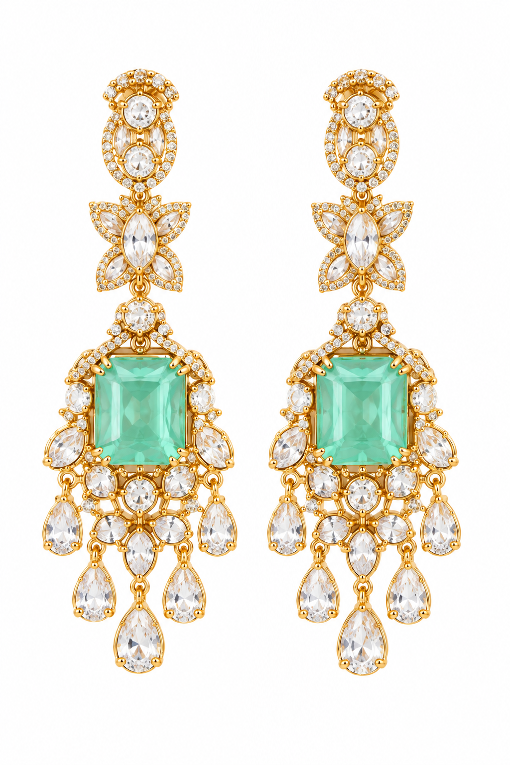 Mint Émeraude Chandelier Earrings