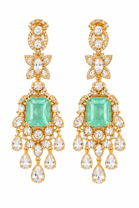 Mint Émeraude Chandelier Earrings
