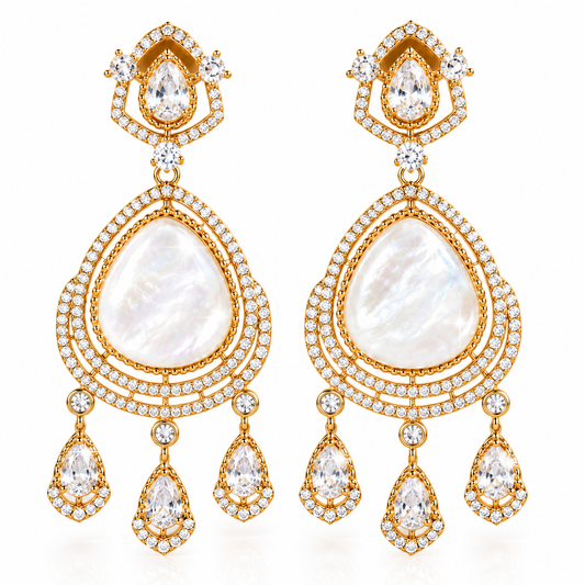 Pearl Éclat Moissanite Chandelier Earrings