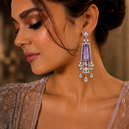 Amethyst Grace American Diamond Statement Earrings