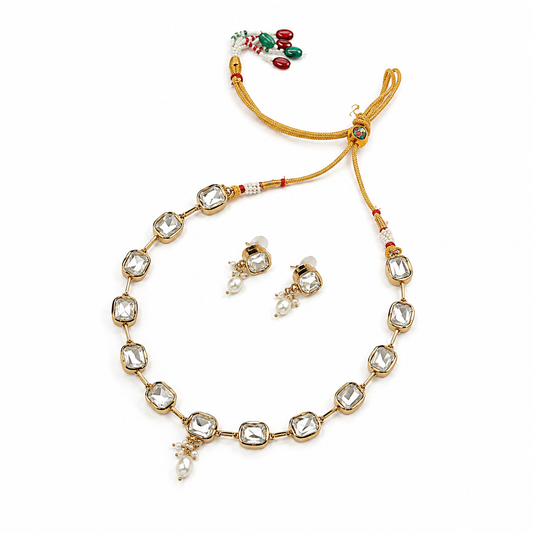 Regal Emerald Cut glass Stone Necklace