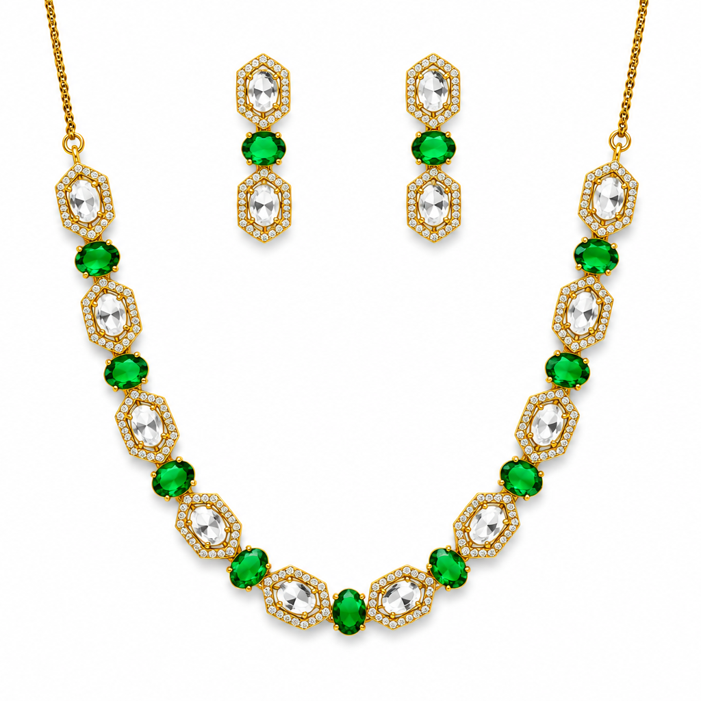 Emerald Royale Moissanite Necklace Set