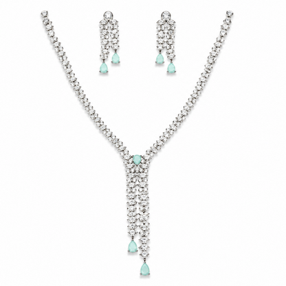 Mint Serenity: CZ Teardrop statement Neckless set