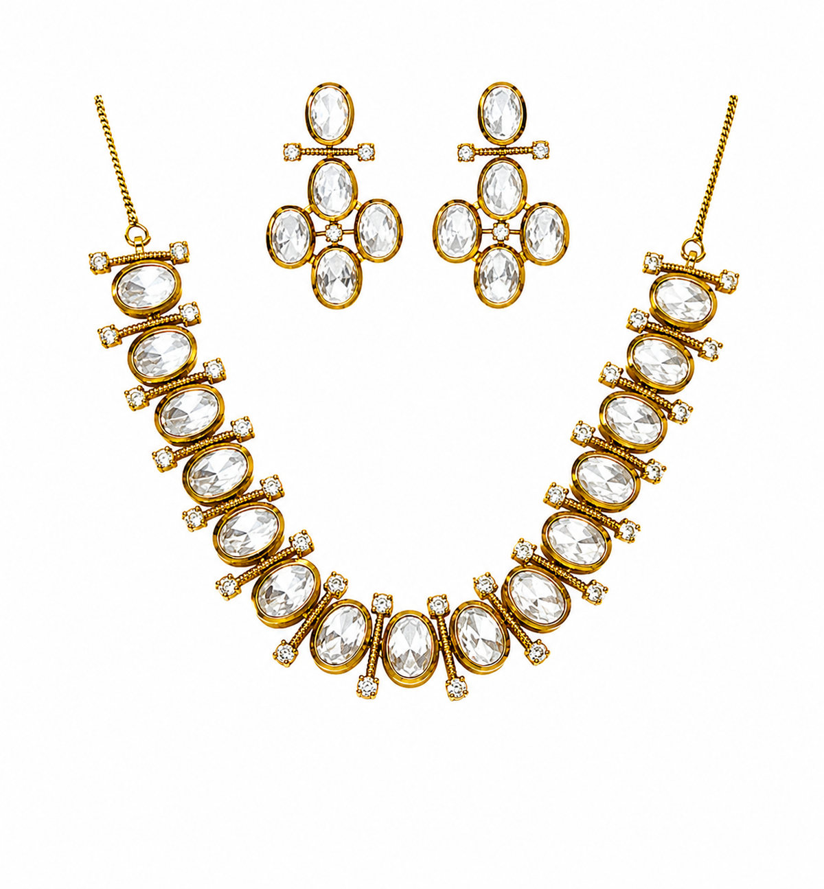 Celeste Moissanite Oval Statement Necklace Set