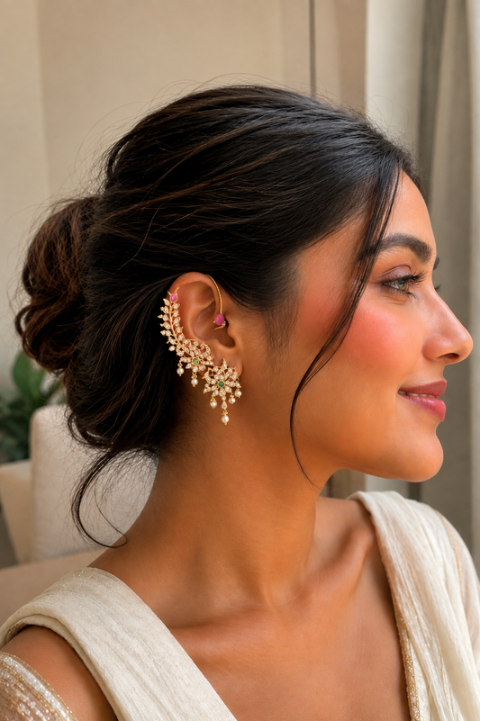Ruby & Emerald Kemp Statement Ear Cuffs
