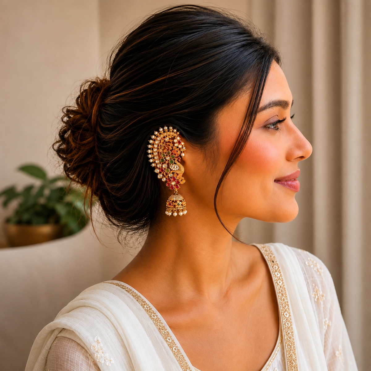 Temple Peacock Kemp Stone Ear Cuff