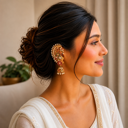 Temple Peacock Kemp Stone Ear Cuff